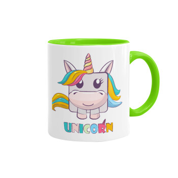 Unicorns cube, Mug colored light green, ceramic, 330ml
