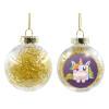 Transparent Christmas tree ball ornament with gold filling 8cm