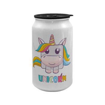 Unicorns cube, Κούπα ταξιδιού μεταλλική με καπάκι (tin-can) 500ml
