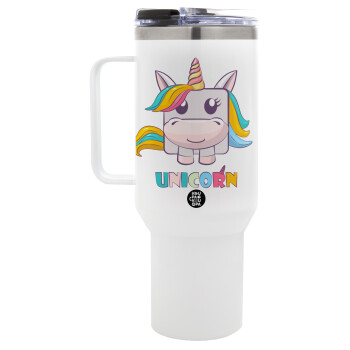Unicorns cube, Mega Tumbler με καπάκι, διπλού τοιχώματος (θερμό) 1,2L