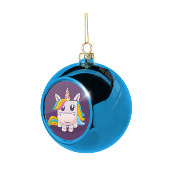 Unicorns cube, Χριστουγεννιάτικη μπάλα δένδρου Μπλε 8cm