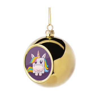 Unicorns cube, Χριστουγεννιάτικη μπάλα δένδρου Χρυσή 8cm