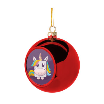 Unicorns cube, Χριστουγεννιάτικη μπάλα δένδρου Κόκκινη 8cm