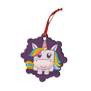 Unicorns cube, Christmas ornament snowflake wooden 7.5cm