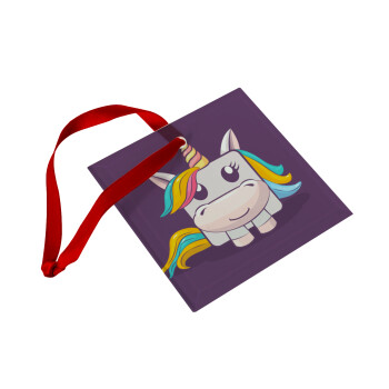 Unicorns cube, Christmas ornament, glass square ornament 9x9cm