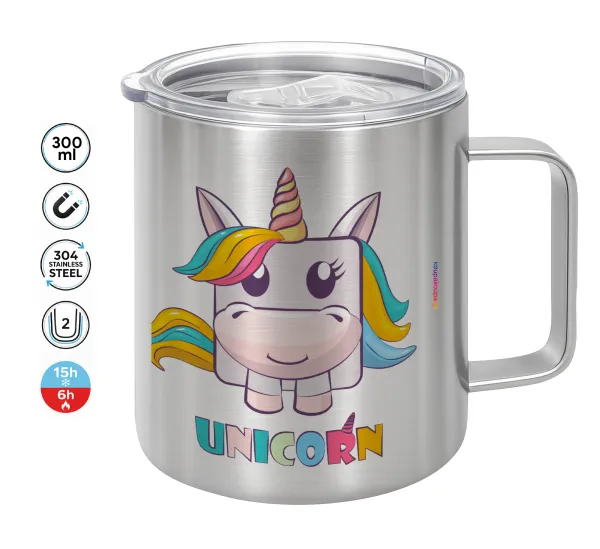 Unicorns cube — Κούπα Ανοξείδωτη διπλού τοιχώματος 300ml με καπάκι διατήρησης θερμοκρασίας