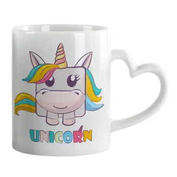Unicorns cube, Mug heart handle, ceramic, 330ml