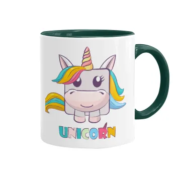 Unicorns cube, Mug colored green, ceramic, 330ml
