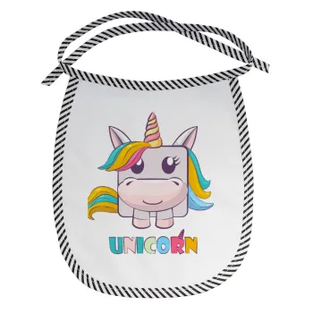 Unicorns cube, Σαλιάρα μωρού αλέκιαστη με κορδόνι Μαύρη