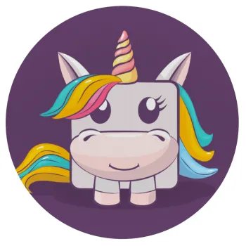 Unicorns cube, Mousepad Round 20cm