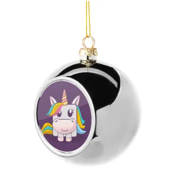 Unicorns cube, Silver 8cm Christmas tree ball ornament