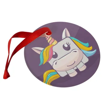 Unicorns cube, Στολίδι Χριστουγεννιάτικο στολίδι γυάλινο 9cm