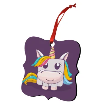 Unicorns cube, Christmas ornament polygon wooden 7.5cm