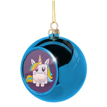 Unicorns cube, Blue Christmas tree ball ornament 8cm