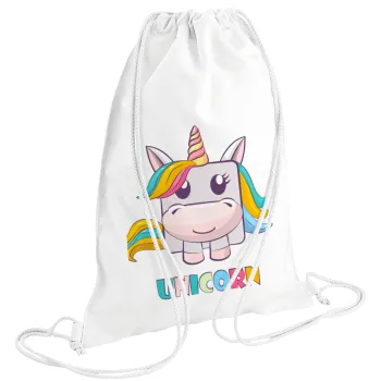 Unicorns cube, Backpack pouch GYMBAG white (28x40cm)