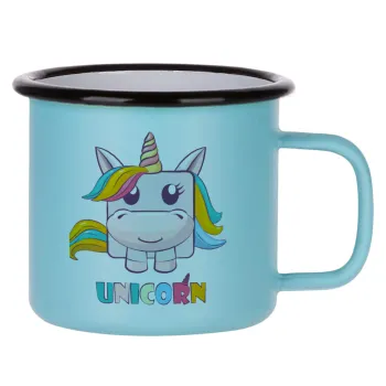 Unicorns cube, Κούπα Μεταλλική εμαγιέ ΜΑΤ σιέλ 360ml