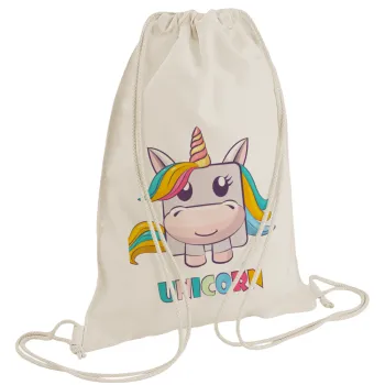 Unicorns cube, Backpack bag GYMBAG natural (28x40cm)