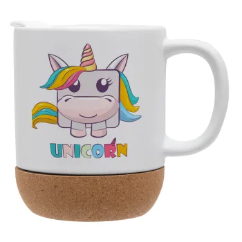 Unicorns cube, Κούπα, κεραμική με βάση φελού και καπάκι (ΜΑΤ), 330ml