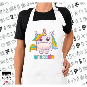 Unicorns cube, Ποδιά μακριά Σεφ ολόσωμη με τσέπες white (ΕΝΗΛΙΚΩΝ)