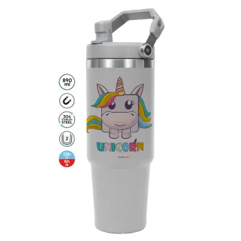 Unicorns cube, GREY color, 890ml (30oz) stainless Steel Tumbler with Handle