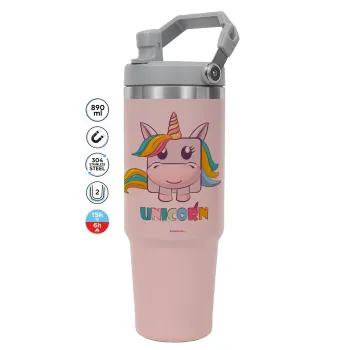 Unicorns cube, Pink color, 890ml (30oz) stainless Steel Tumbler with Handle