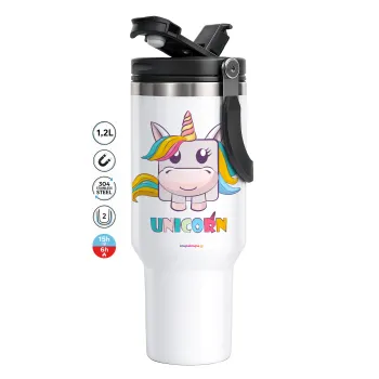 Unicorns cube, Mega Stainless steel Tumbler with lid, double wall 1,2L