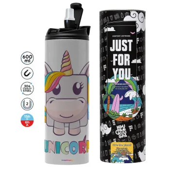 Unicorns cube, Tumbler stainless steel GREY 600ml