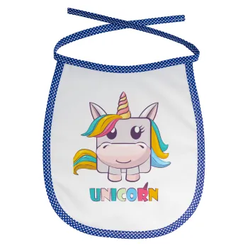 Unicorns cube, Σαλιάρα μωρού αλέκιαστη με κορδόνι Μπλε