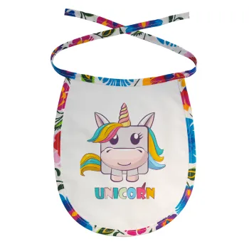 Unicorns cube, Σαλιάρα μωρού αλέκιαστη με κορδόνι Χρωματιστή