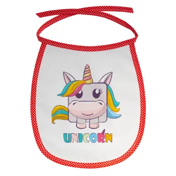 Unicorns cube, Σαλιάρα μωρού αλέκιαστη με κορδόνι Κόκκινη