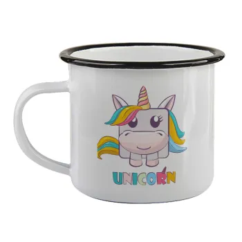 Unicorns cube, Κούπα εμαγιέ με μαύρο χείλος 360ml