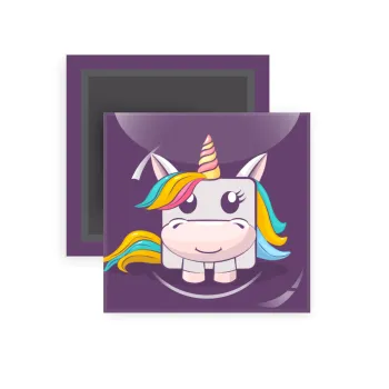 Unicorns cube, Μαγνητάκι ψυγείου τετράγωνο διάστασης 5x5cm
