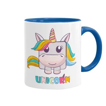 Unicorns cube, Mug colored blue, ceramic, 330ml