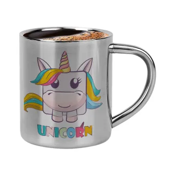Unicorns cube, Double-wall metal cup for espresso (220ml)