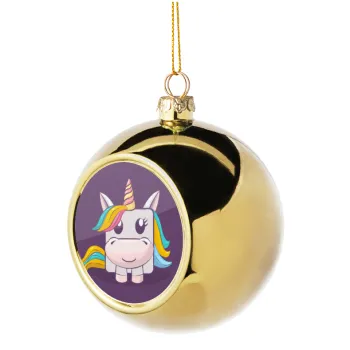 Unicorns cube, Golden Christmas tree ball ornament 8cm