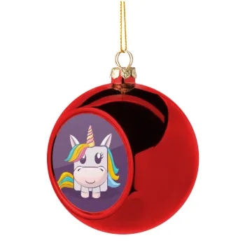 Unicorns cube, Χριστουγεννιάτικη μπάλα δένδρου Κόκκινη 8cm