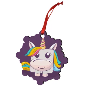 Unicorns cube, Στολίδι Χριστουγεννιάτικο στολίδι snowflake ξύλινο 7.5cm