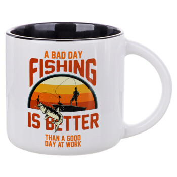 A bad day FISHING is better than a good day at work, Κούπα κεραμική 400ml Λευκή/Μαύρη