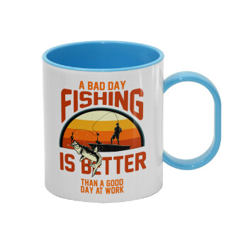 A bad day FISHING is better than a good day at work, Κούπα (πλαστική) (BPA-FREE) Polymer Μπλε για παιδιά, 330ml