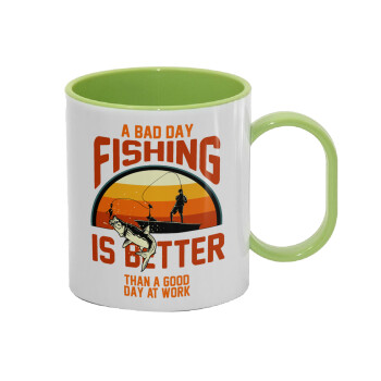 A bad day FISHING is better than a good day at work, Κούπα (πλαστική) (BPA-FREE) Polymer Πράσινη για παιδιά, 330ml