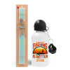 Easter Set, metallic aluminum water bottle (500ml) & scented flat candle (30cm) (TURQUOISE)