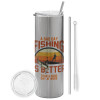 Tumbler stainless steel Silver 600ml, with metal straw & cleaning brush