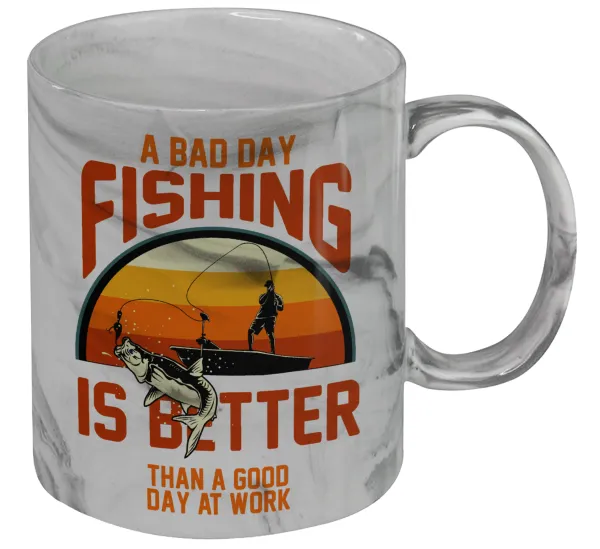 A bad day FISHING is better than a good day at work — Mug ceramic marble style, 330ml