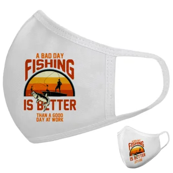 A bad day FISHING is better than a good day at work, Μάσκα υφασμάτινη υψηλής άνεσης παιδική (Δώρο πλαστική θήκη)