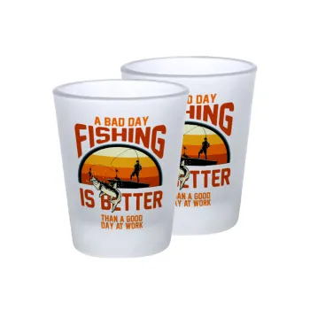 A bad day FISHING is better than a good day at work, Σφηνοπότηρα γυάλινα 45ml του πάγου (2 τεμάχια)