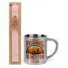 Easter Set, metallic thermal cup (300ml) & aromatic flat Easter candle (30cm) (PINK)