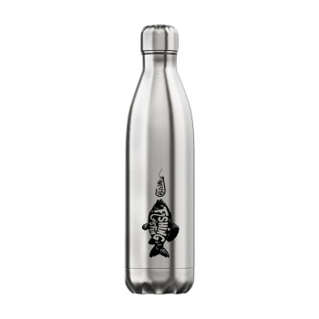 Fishing is fun, Inox (Stainless steel) hot metal mug, double wall, 750ml