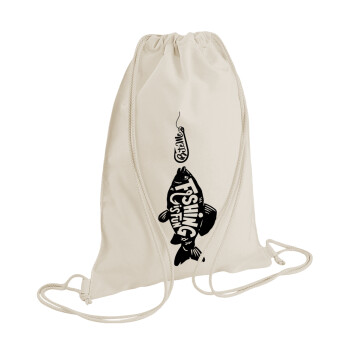 Fishing is fun, Τσάντα πλάτης πουγκί GYMBAG natural (28x40cm)