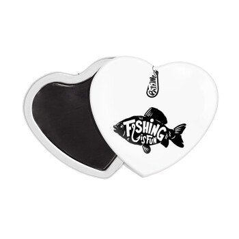 Fishing is fun, Μαγνητάκι καρδιά (57x52mm)