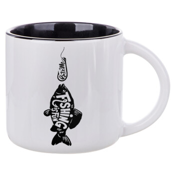 Fishing is fun, Κούπα κεραμική 400ml Λευκή/Μαύρη